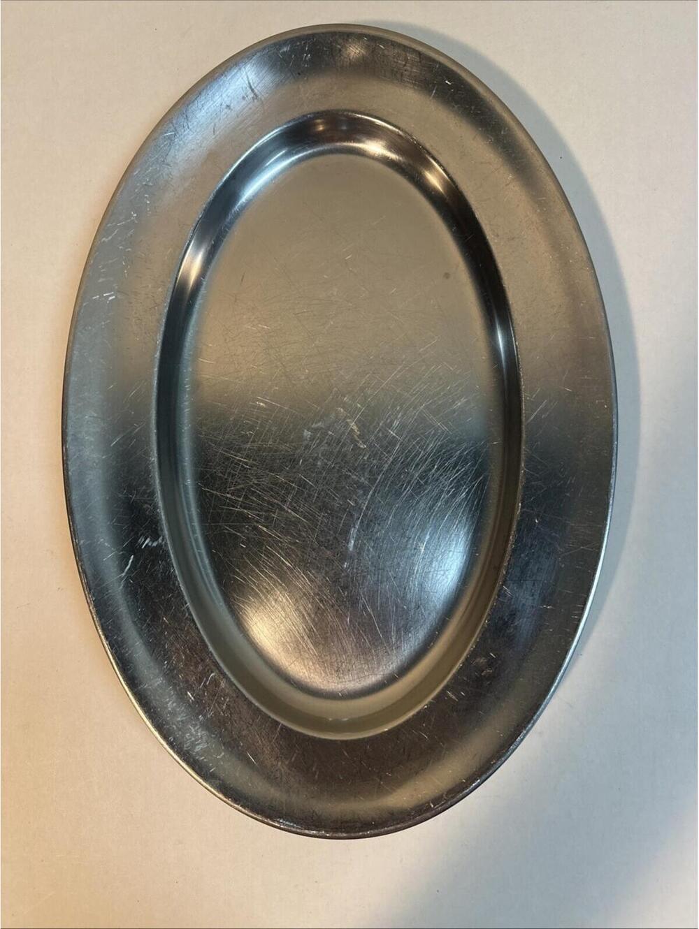 MCM CULTURA Stainless Steel Platter Oval Tray Vintage 1960-Sweden used